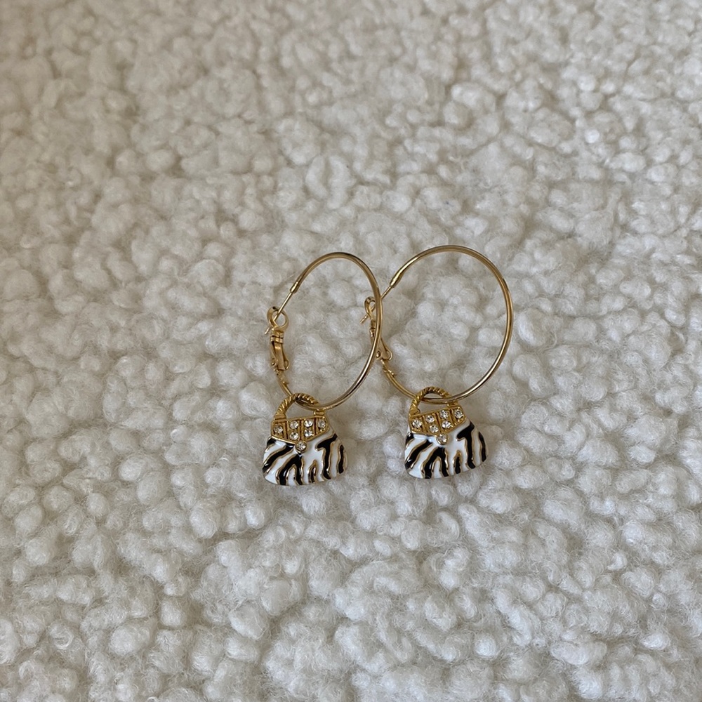 Diamond Zebra Purse Earring